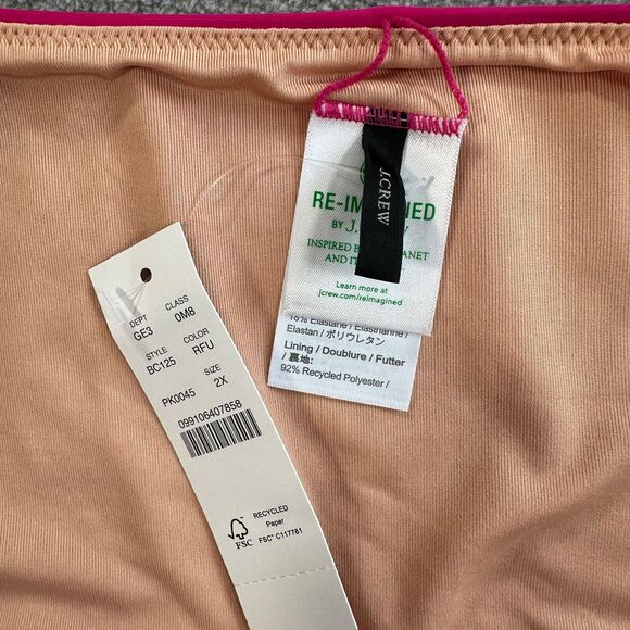 J.Crew Women's Curved Waist Cheeky Bikini Bottom Women's 2X Pink BC125 - Picture 5 of 8